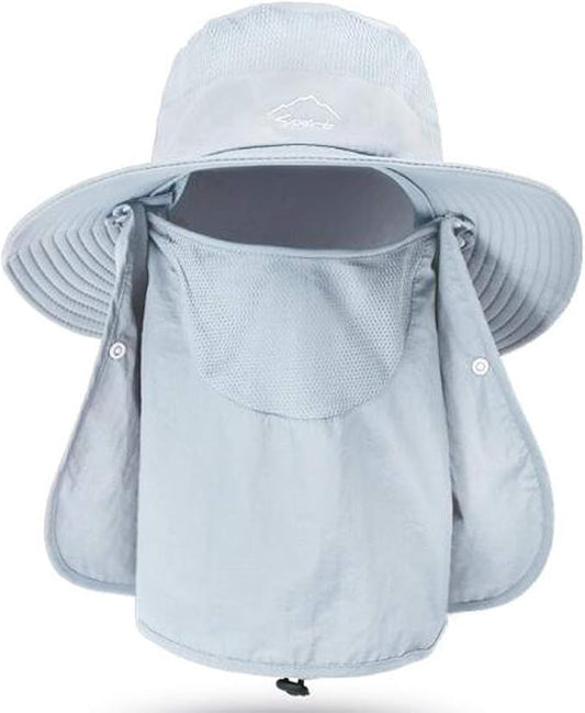 Fishing Hat for Men & Women, Outdoor UV Sun Protection Wide Brim Hat with Face Cover & Neck Flap