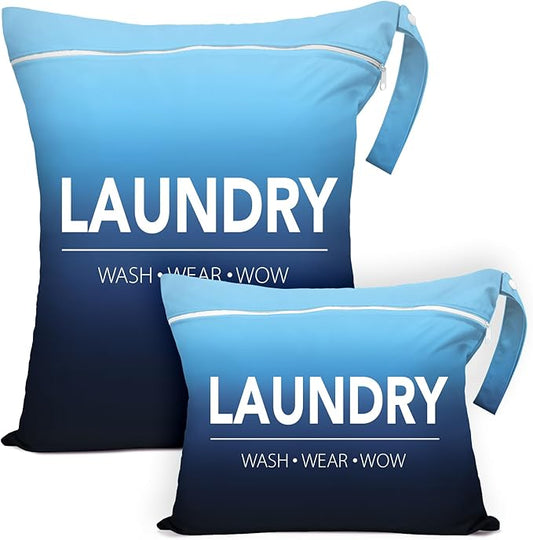 2 Pcs Large Travel Laundry Bag Waterproof Wet Dry Bag Washable Dirty Clothes Bag Bathing Suit Workout Bag for Gym Clothes Laundry Wet Clothes Swimming Yoga