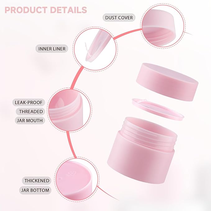 Travel Size Containers, Small Plastic Containers with Lids, 20 Gram Travel Container for Creams, Lotion, Toiletries, Makeup (2PCS Black and 2PCS Pink Plastic Jars)