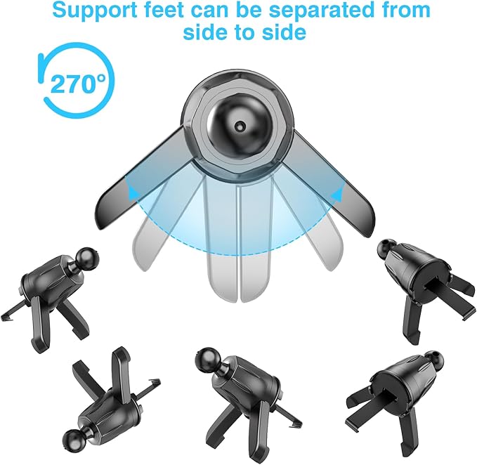 DAFAMA Air Vent Clip for Car Mount Replacement,Adjustable Triangular Fixing Foot and Metal Hook,Universal Vent Grip for Car Phone Holder and Wireless Car Charger,Joint Ball Diameter 0.67inch/17mm