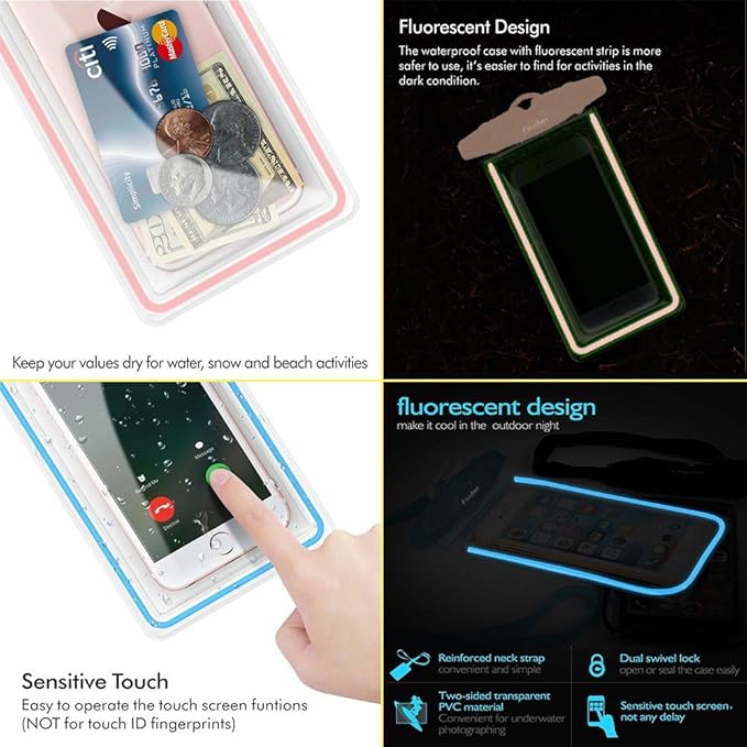 Universal Waterproof Phone Pouch, 2 Pack IPX8 Waterproof Phone Lanyard Case Dry Bag for iPhone 16 15 14 13 12 Pro Max Plus Samsung Galaxy S24 S23 Note 20 OnePlus Google up to 7.5"