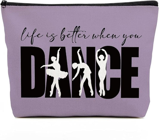 Fkovcdy Dance Bag - Ballet Makeup Bag, Cute Small Cosmetic Bag for Dancers - Dance Lover Gifts for Recital, Birthday, Christmas, Graduation, Travel - Blue