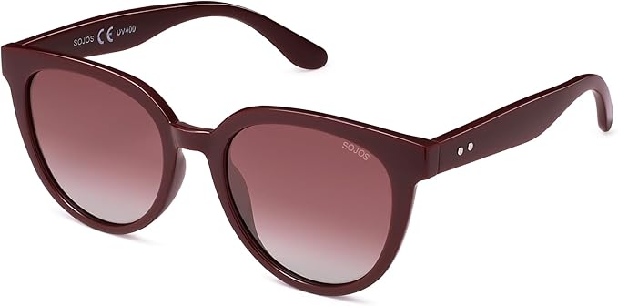 SOJOS Trendy Cat Eye Round Polarized Sunglasses for Women Fashion UV Protection Sunnies Sunglasses SJ2175
