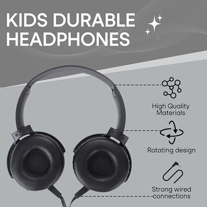 Bulk Headphones for Classroom 24 Pack,Wholesale School On Ear Durable Wired Headset for Students,Kids,Children Toddler Teen Boys Girls and Adult(LS450,24 Black)