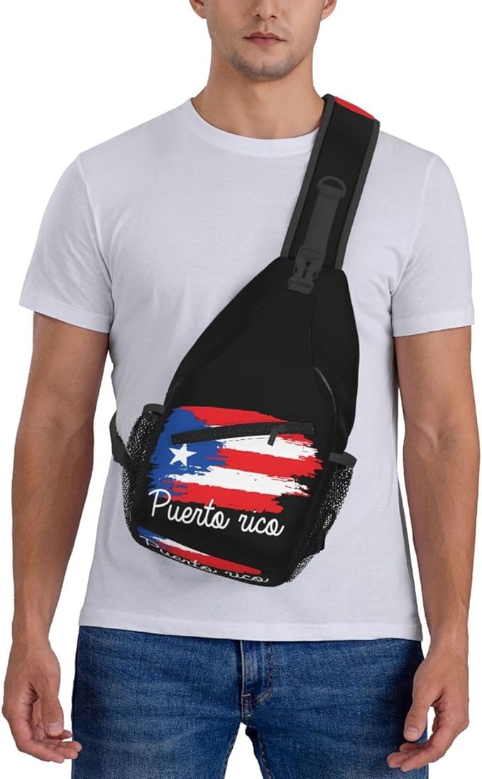 QFXUYNG Puerto Rico Flag Adult Sling Bag Unisex Chest Bags Crossbody Backpack Casual Daypacks Shoulder Bag for Women Men Cycling Hiking Travel