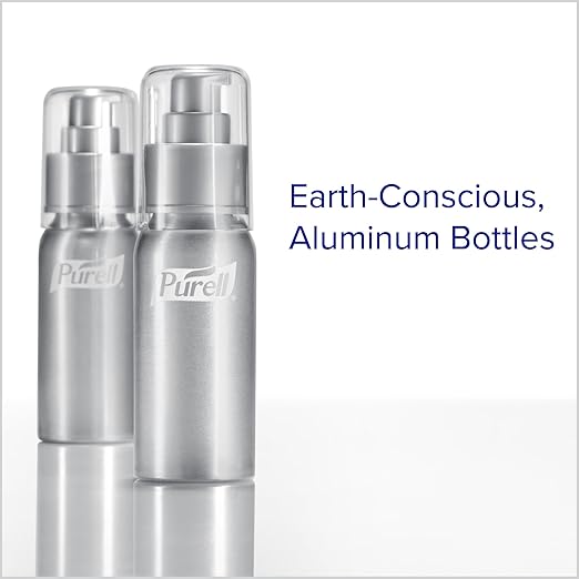 PURELL Advanced Hand Sanitizer Naturals + Refillable Aluminum Bottles, (2) 2 fl oz Travel-Size Bottles (Shipped Empty) and (1) 24 fl oz Refill (Pack of 1) – 3282-12KIT-EC