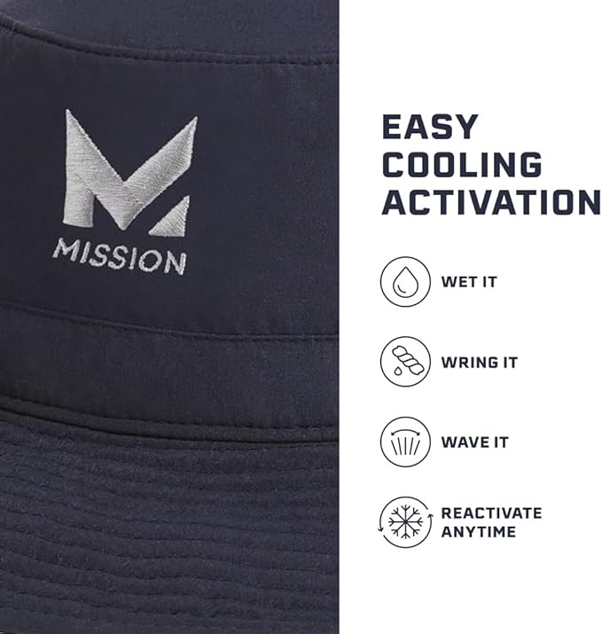 MISSION Cooling Bucket Hat - Unisex Wide-Brim Hat for Men & Women - Lightweight, Foldable & Durable - Cools Up to 2 Hours