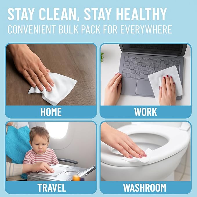 Advanced Large 75% Alcohol Hand Sanitizing Wipes, 4 Packs of 50 (200 Wipes) - (Each Wipe Size 6" x 8")