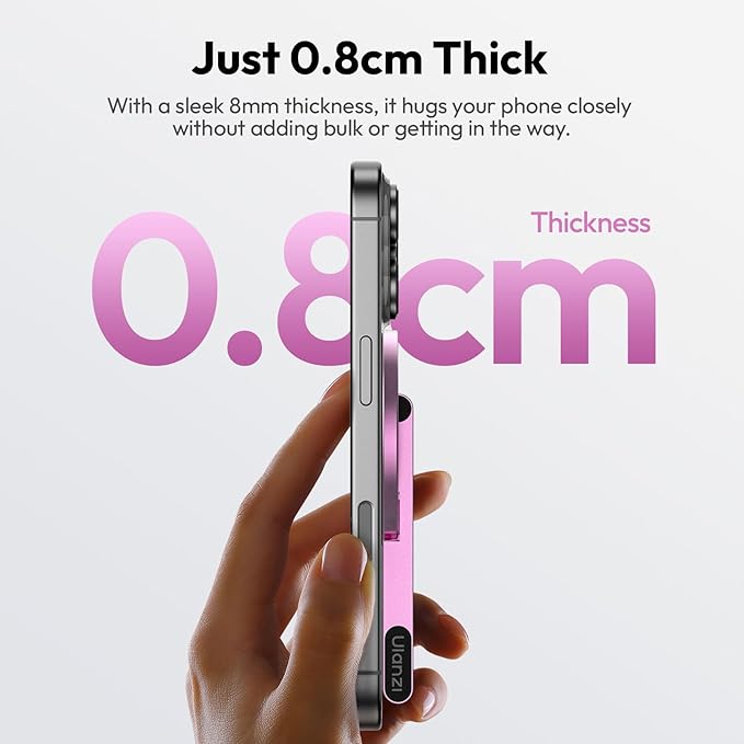 ULANZI MA60 Magnetic Phone Tripod Stand for iPhone - Aluminium Smartphone Mini Tripod Pocket Cell Phone Stand Strong Magnet Quick Mount Compatible with iPhone 16 15 14 13 12 Series, Pink