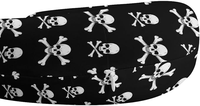Luxurious Memory Foam U-Shape Pillow, Skull and Crossbones U-Shaped, Neck & Head Support for Travel Airplane Office Sleep, Washable Cover Comfort