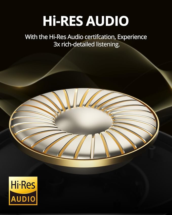 Tronsmart Q20S Hybrid Active Noise Cancelling Headphones, Wireless Over Ear Headphones with Mic, Hi-Res Audio, 60H Playtime, Deep Bass Custom EQ via App, Comfort Fit, for Travel Home Office