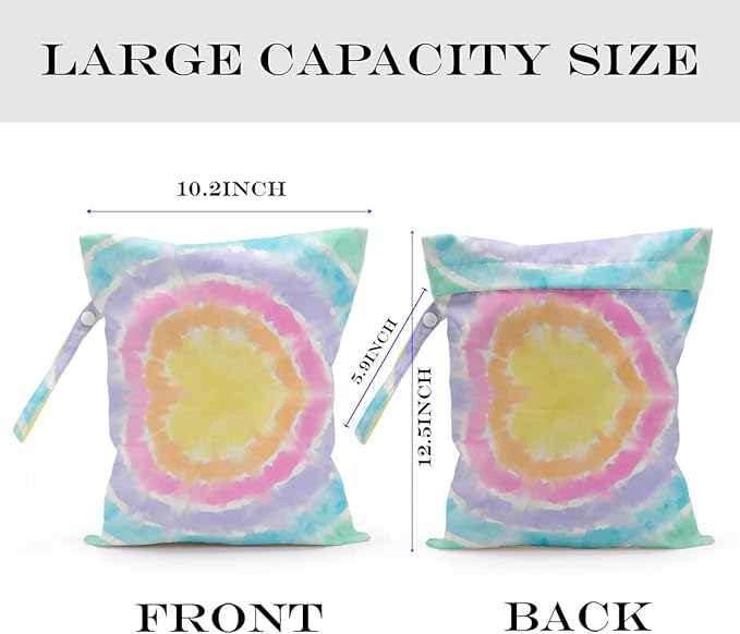 Wet Bag, Wet Dry Bag, Wet Bag for Swimsuit, Travel, Beach, Pool, Diapers, Dirty Yoga Gym Clothes, Toiletries, Makeup Bag, Waterproof Hippie Retro Flower Decor for Women Birthday, 2 Pcs Set.