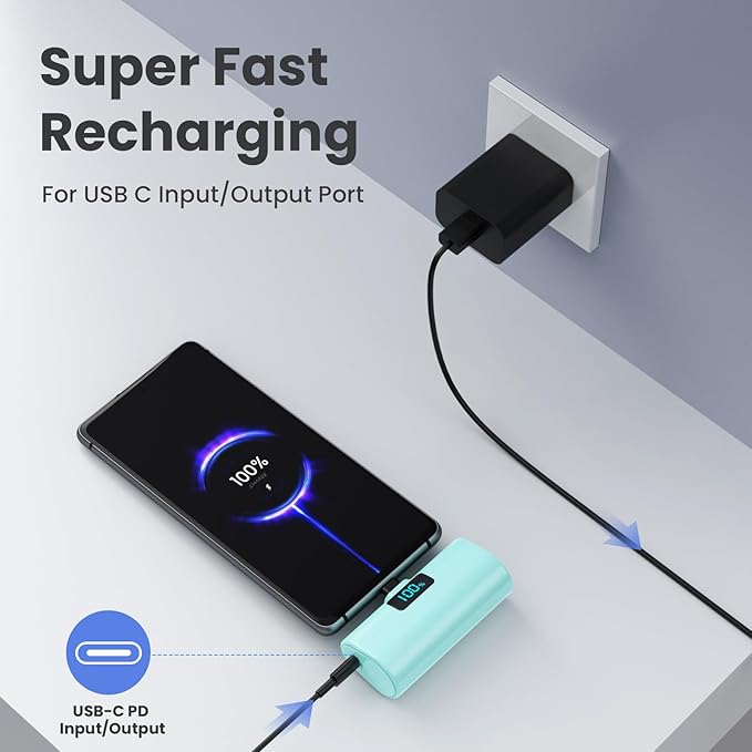 Mini Portable Charger for iPhone 17/16,Upgraded 5500mAh PD USB C Power Bank,Travel Essentials Pocket Phone Charger Battery Pack for iPhone 17/17 Pro Max/16/16 Pro/15 Series,Samsung Galaxy Android etc