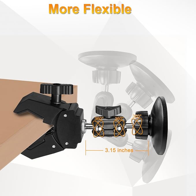 Mic Stand Phone Holder, for MagSafe Phone Holder with Clamp, Dual Ball Head 360° Swivel Magnetic Microphone Stand Phone Mount Clip for iPhone 16 15 14 MAX Pro Samsung Galaxy and Any Smartphones