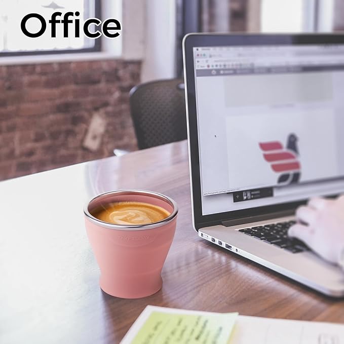 TakeToday Collapsible Travel Cup - Silicone Foldable Water Cup, BPA-Free with Lid & Waterproof Bag - Drinking Cup Set for Camping, Outdoors & International Travel（8 Oz, Navy）