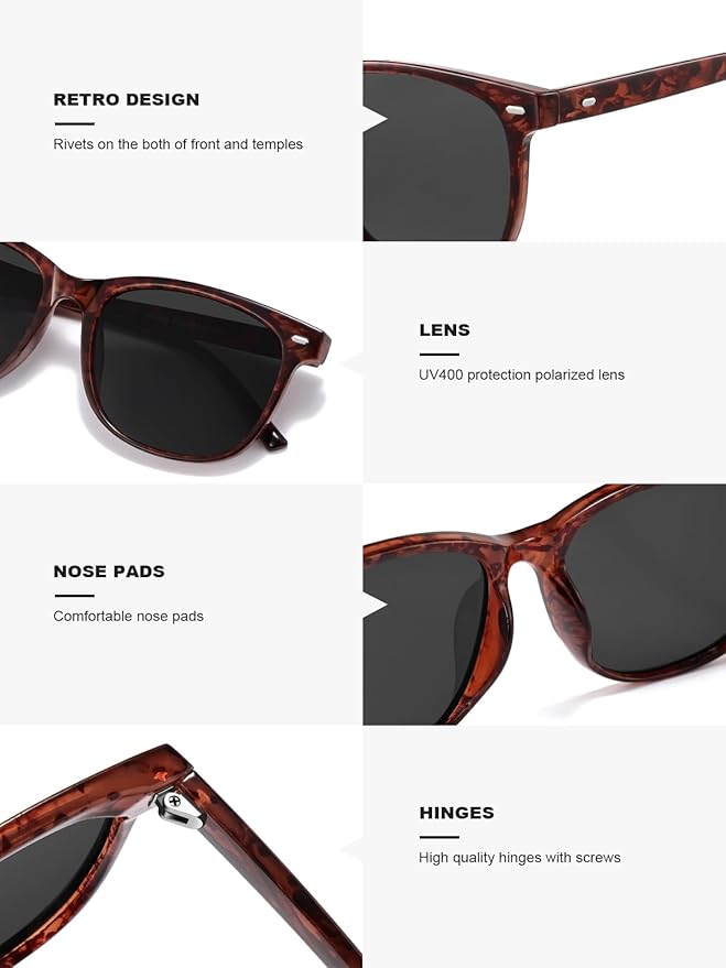 Wzerry Sunglasses for Women Polarized, Sun Glasses Vintage Style Trendy Round UV400 Protection Lens