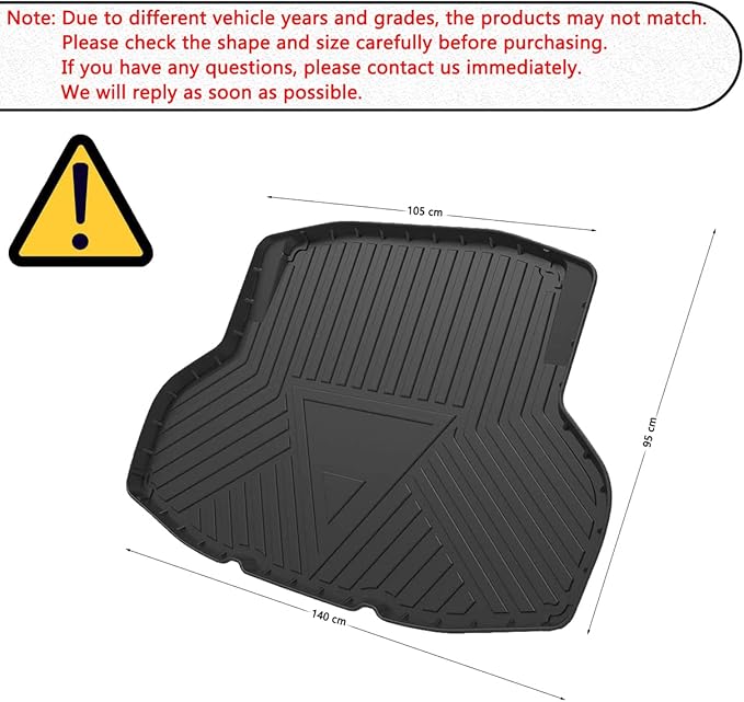 Civic Sedan Cargo Mat - Compatible with 2016-2021 Models，All Weather Rear Cargo Liners Trunk Tray Floor mats，3D Tech Modeling Waterproof Durable Odorless TPO Accessories, No 2-Doors/Hatchback Models