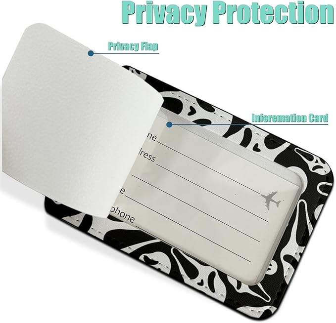 2 Pcs Horror Movie luggage tag, Suitcase Tags with Privacy Flap and Metal Loop, Ghost Spooky Movie Fans Luggage Tags for Suitcases, Identifiers Travel Essentials Bag Tags for Luggage, Gifts for Friend