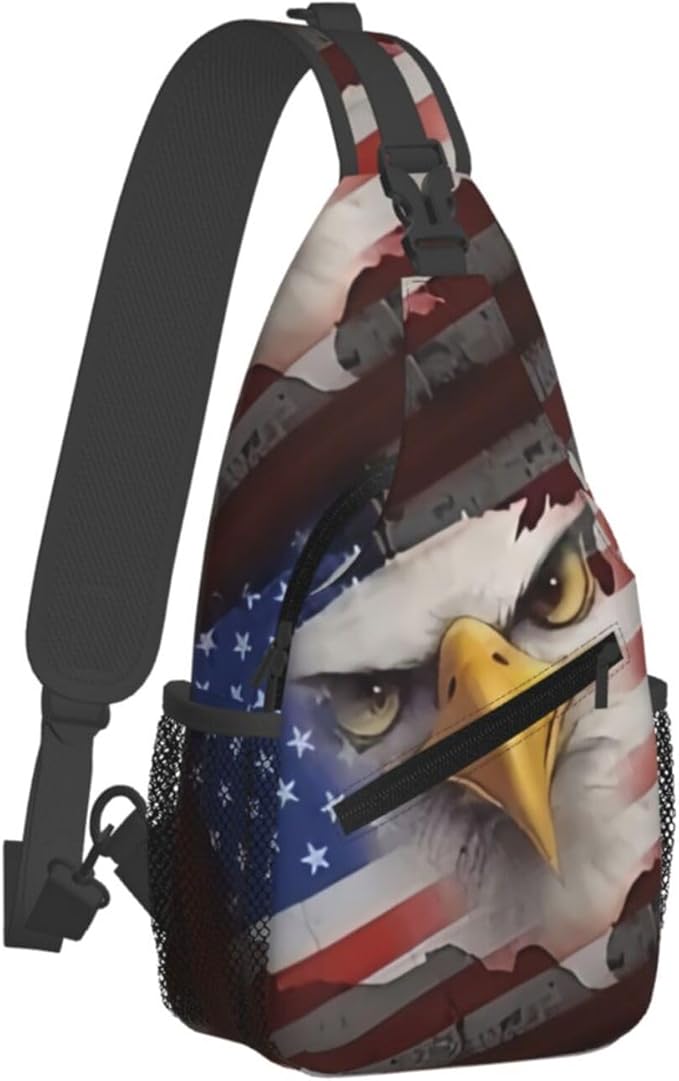 American Flag Sling Bag Multipurpose Crossbody Sling Backpack Travel Cycling Hiking Shoulder Bag For Women Men