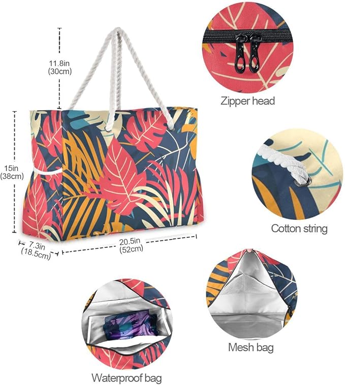 senya Large Beach Shoulder Bags Canvas Tote Water Resistant for Gym Travel Daily