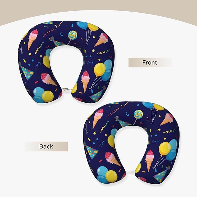 Support Neck Pillow for Youth Travel, Washable Airplane Chin Supporting and Relax U Shaped Pillows Happy Birthday Party