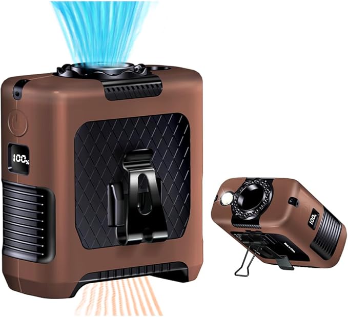 AINFTIME 2025 Portable Waist Clip Body Fan 10000mAh Personal Wearable 6-40H Powerful Outdoor (10000mAh / Deep Brown)