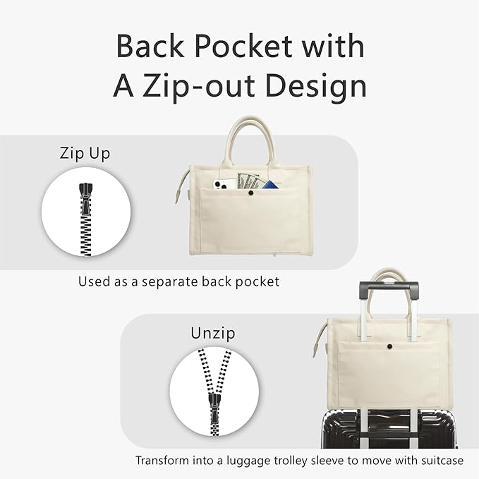 TOPDesign Heavy-Duty Canvas Tote Bag for Women, Adjustable Crossbody/Shoulder Handbag with 9 Pockets, Everything Tote