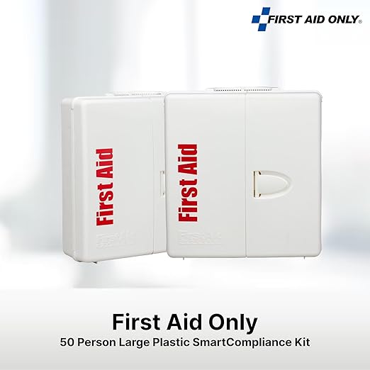 First Aid Only 1000-FAE-0103 SmartCompliance 50-Person OSHA Compliant First Aid Kit for Business, Large Plastic First Aid Cabinet with Medications, 245 Pieces