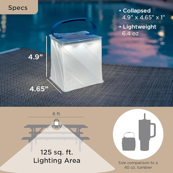 LuminAID Nova Colors Solar Camping Lantern - Twist-to-Inflate LED Lamp with 8 Color Modes Perfect for Camping, Hiking, Travel and More - Emergency Light for Power Outages, Hurricane, Survival Kits