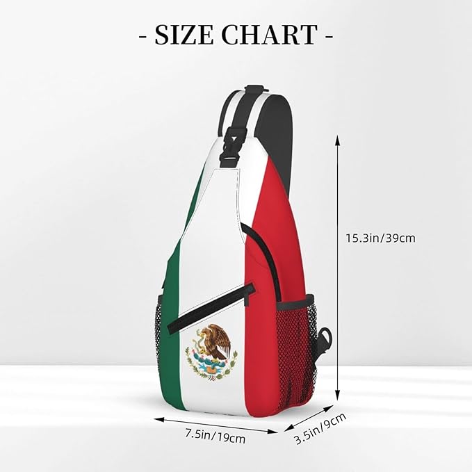 QFXUYNG Mexican Flag Adult Sling Bag Unisex Chest Bags Crossbody Backpack Casual Daypacks Shoulder Bag for Women Men Cycling Hiking Travel
