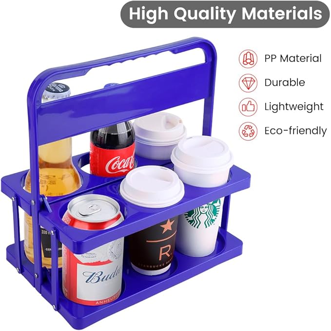 musbus Reusable Drink Carrier with Handle for Food Delivery Drivers, Portable Cup/Coffee Holder Accessories for Delivery, Foldable Drinks Caddy with Tray, Car Durable Plastic Festive Bottle, Vacation