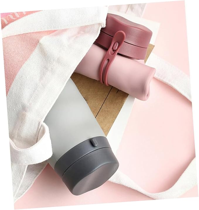 POPETPOP Foldable Portable Water Bottle Silicone Sports Cup Lightweight Travel Mug for Hiking Camping Cycling Pink