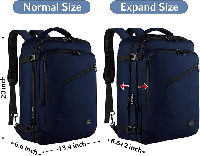 MATEIN Extra Large Mens Travel Backpack Carry on, Expandable Traveling Backpack for Men Airline Approved, Water Resistant Business Casual Daypack, Traveler Gift, Blue