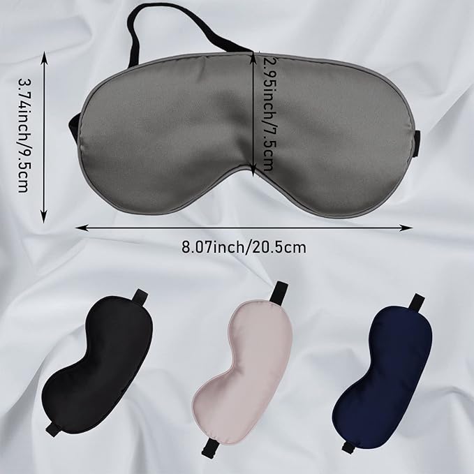 4 Pack Eye Mask for Sleeping Silky Soft Satin Blindfold Adjustable Strap Night Eye Cover for Women Men