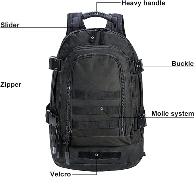 Greencity Laptop Backpacks Tactical 3 Day Expandable Bug Out Bag Classic Case Travel Hiking，Black