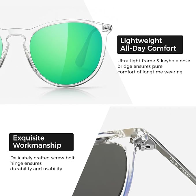 SUNGAIT Premium Vintage Round Sunglasses for Women Men Classic Retro Trendy Style