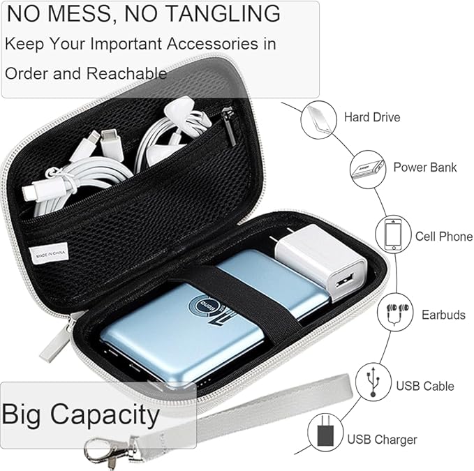 Hard Electronic Organizer Travel Case, Waterproof Shockproof Hard EVA Carrying Case for Power Bank,Chargers,Cable, Cord, Mouse, External Hard Drive Case Electronics Accessories Organizer Bag