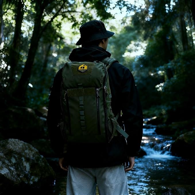 Hiking Backpack 25L for Men & Women, Waterproof Breathable Daypack, Lightweight Camping Backpacking Backpack with MOLLE System-Green