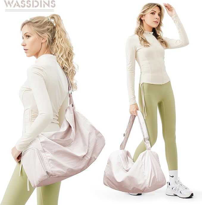 Small Gym Bag with Shoe Compartment, Workout Sport Duffle Bag for Women Travel, Waterproof Shoulder Overnight Bags Lightweight Carry on Tote Bags for Swim, Yoga, Dance