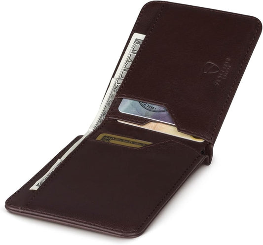 Vaultskin MANHATTAN Slim RFID Blocking Bifold Leather Wallet for Men - Minimalist Front Pocket Card Holder, Holds 9 Cards & Cash, Premium Italian Leather