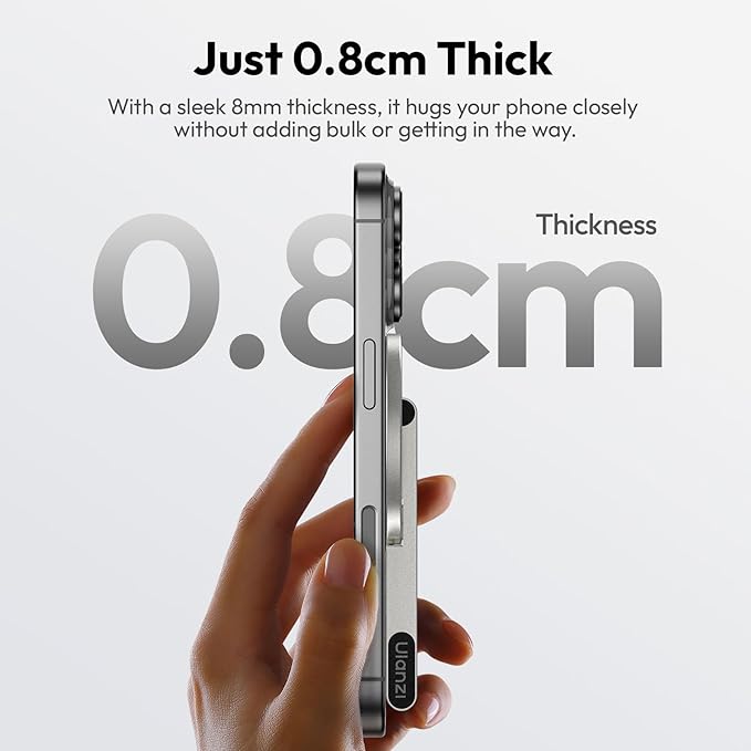 ULANZI MA60 Magnetic Phone Tripod Stand for iPhone - Aluminium Smartphone Mini Tripod Pocket Cell Phone Stand Strong Magnet Quick Mount Compatible with iPhone 16 15 14 13 13 Series, Silver