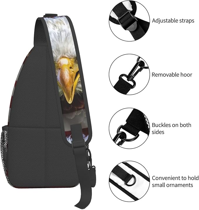American Flag Sling Bag Multipurpose Crossbody Sling Backpack Travel Cycling Hiking Shoulder Bag For Women Men