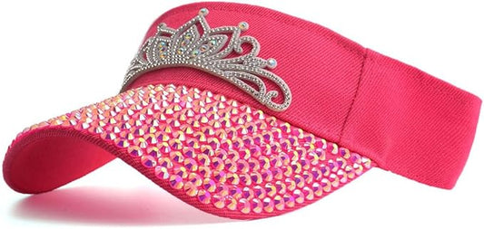 Sparkle Glitter Summer Rhinestone UPF 50+ Bling Ladies Sun Visor for Women Outdoor Sports Fashion Golf Hat