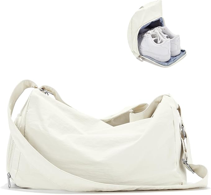 Large Gym Bag with Shoe Compartment, Workout Sport Duffle Bag for Women Travel, Waterproof Shoulder Overnight Bags Lightweight Carry on Tote Bags for Swim, Yoga, Dance