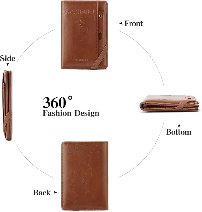 Rfid Passport Holder for Travel Women Men Passport Wallet Rfid Blocking with Card Slots and Pen Holder