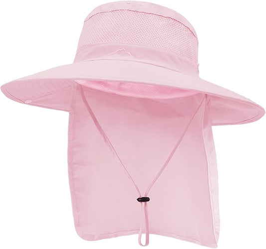 Outdoor Sun Hats with Stowable Neck Flap for Men Women UPF 50+ Mesh Summer Bucket Hat Wide Brim for Fishing Safari Hiking