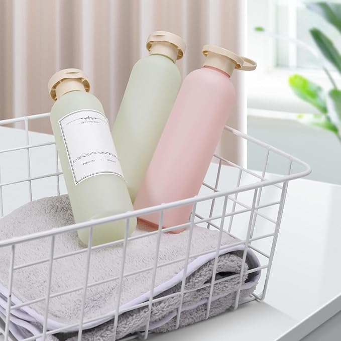 ASEVAT 6.7 oz Plastic Shampoo and Conditioner Squeeze Bottles, Plastic Leak Proof Travel Bottles for Toiletries, Plastic Bottles with Caps for Lotion, Cream and Liquids (4Pcs)