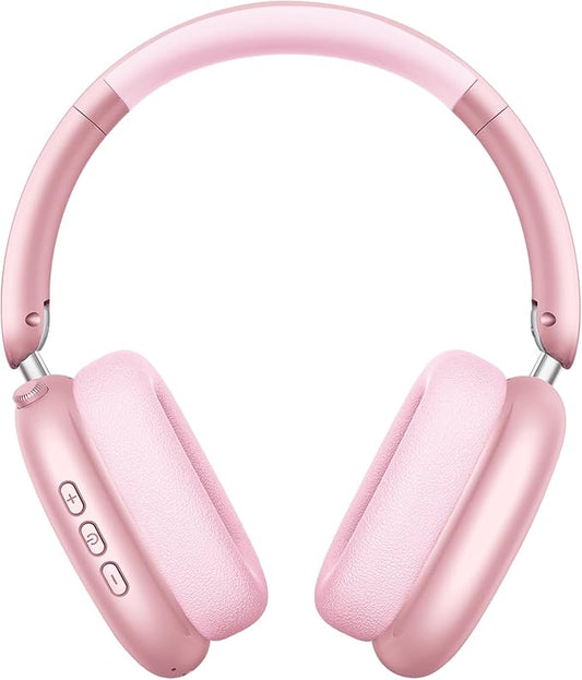 Wentronic Y01 Wireless Noise Canceling Headphones Bluetooth 5.3 Over Ear Headphones with Microphone, Hi-Res Audio, 48H Playtime, Foldable Comfortable Earpads,Compatible with iOS,Android,PC, Pink