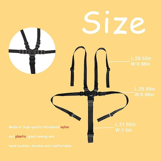 Universal 5 Point Harness Baby Seat Belt, Adjustable Harness Baby Safety Strap for Most 5 Point High Chairs,Kids Stroller Pram Buggy Pushchair