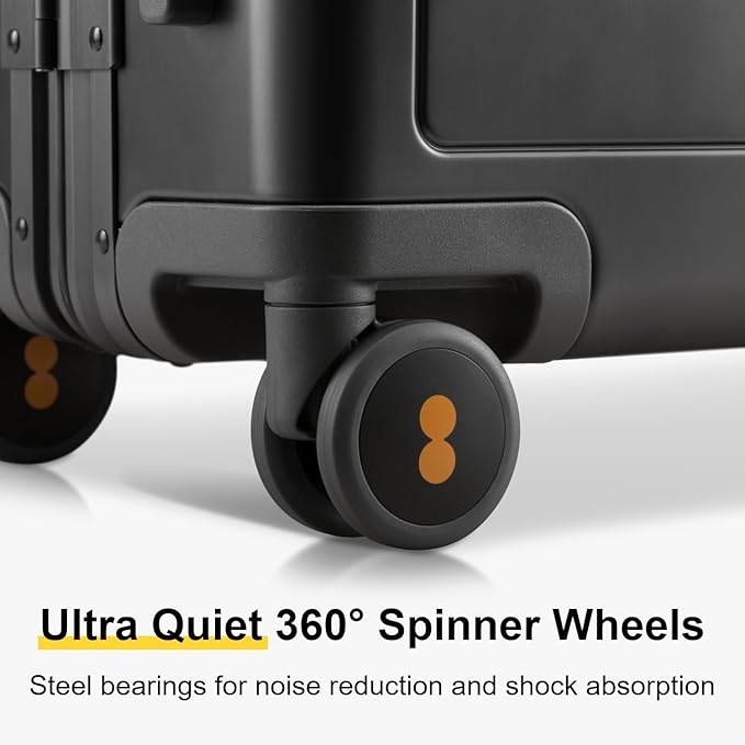 LEVEL8 Gibraltar Aluminum Zipperless Luggage 20 Inch, Hardside Carry on Suitcases with Wheels Tsa Lock, 8 Spinner Wheels, Dark Grey